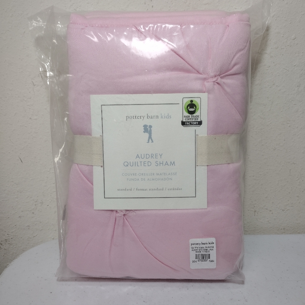 (1) Pottery Barn Kids Audrey Cotton Standard Quilted Sham Pink 20x26 inch